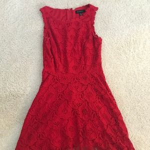 Red lace floral dress